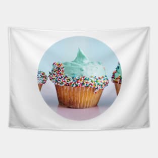 Sweet Cupcake Birthday Gift - Mint Green Pink and Blue Frosting Tapestry