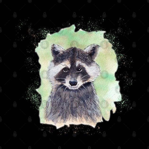 Raccoon in Ink and Watercolor by Blissful Drizzle