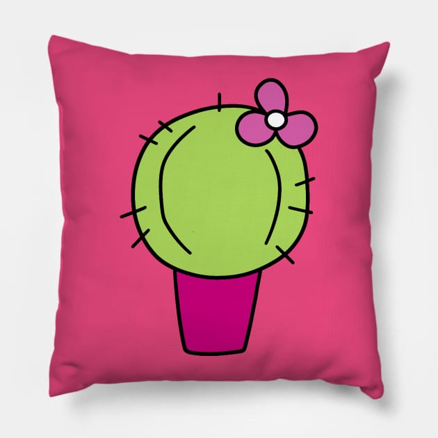 Flower Cactus in Tiny Pot Pillow by saradaboru