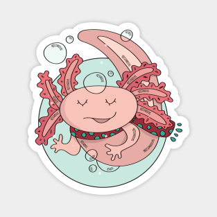 Cute Christmas Axolotl Illustration // Festive Animal Cartoon Magnet