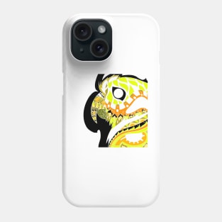 gold parrot ecopop guacamaya bird in mexican pattern art Phone Case