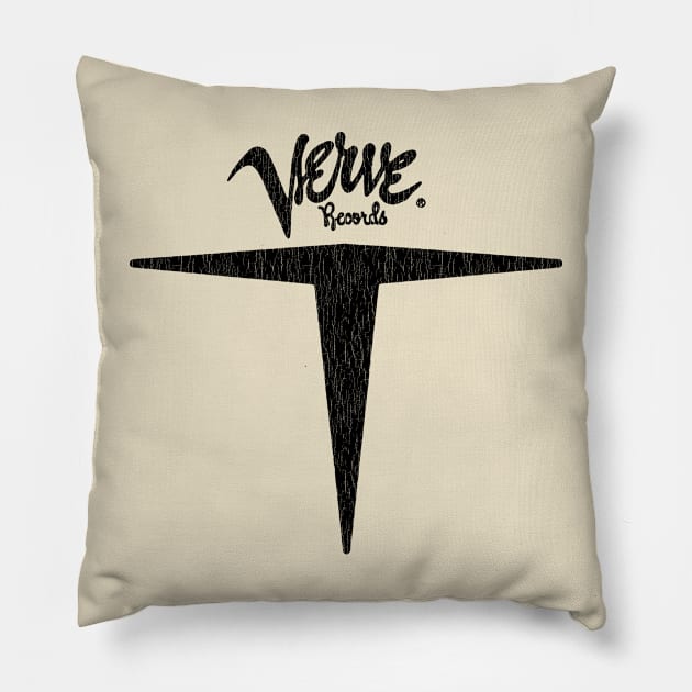 Black Verve Records 1956 Pillow by Hidarsup Bahagiarsa