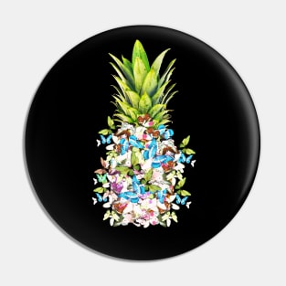 Pineapple with butterflies, colorful and cool design pineapples Pin