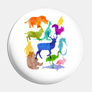 Hand painted Watercolor Abstract watercolor animals, rainbow colors animals, rainbow colors Pin