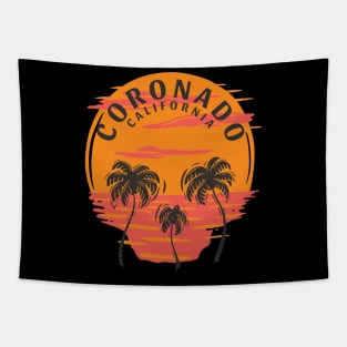 Coronado California Sunset Skull and Palm Trees Tapestry