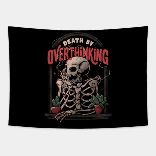Death By Overthinking - Funny Skull Gift Tapestry