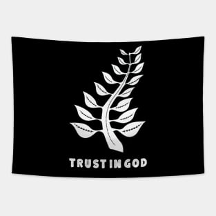 Africa Ghana Sankofa Adinkra Symbols "Trust In God" White Tapestry