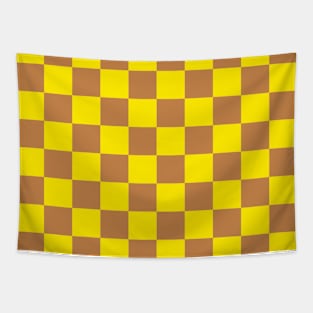 Checkerboard Square Seamless Pattern - Yellow & Brown Tapestry