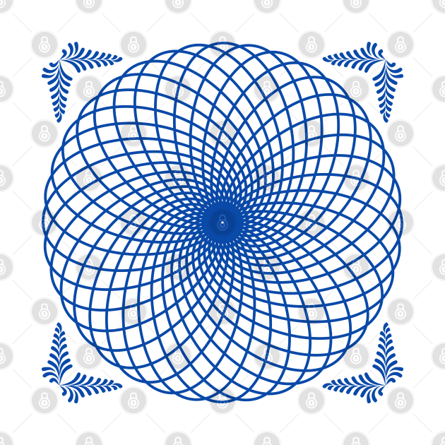 Dark blue orbital paths mandala by Spazashop Designs