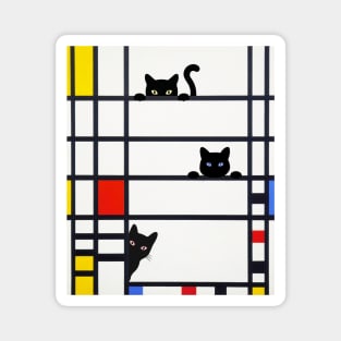 Mondrian Trafalgar Square with Cute Funny Cats Magnet