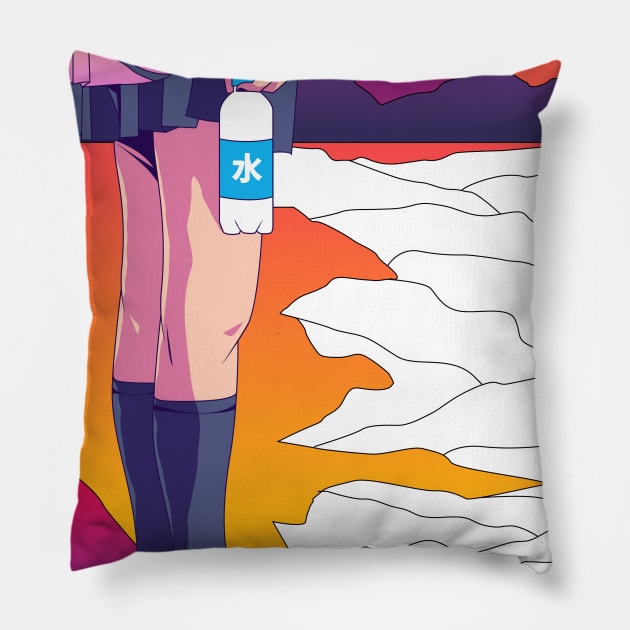 Vaporwave pop Aesthetic Pillow by AwHM17