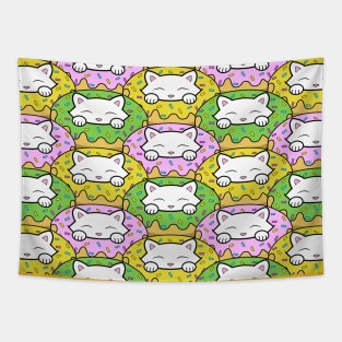 Cute cats eating yummy donuts Tapestry