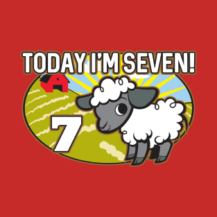 Kid's 7th Birthday T-Shirt Today I'm Seven! Cute Lamb Sheep T-Shirt