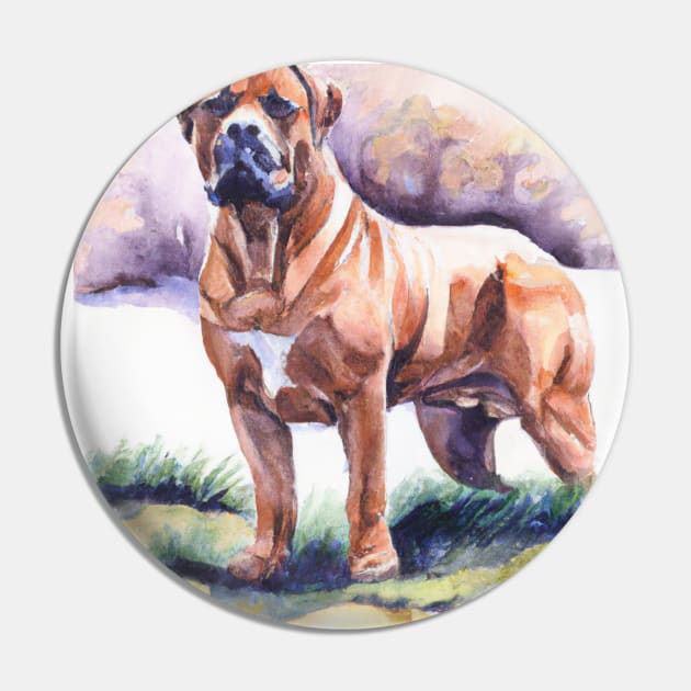 Boerboel Watercolor - Dog Lovers Pin by Edd Paint Something