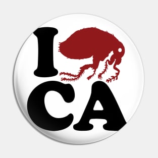 California I FLEE (flea) CA, I Left California, Funny I Love California Parody Pin