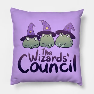 The wizards council cute three frogs wearing wizard hats Pillow