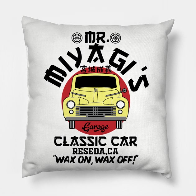 Miyagi's garage Pillow by carloj1956