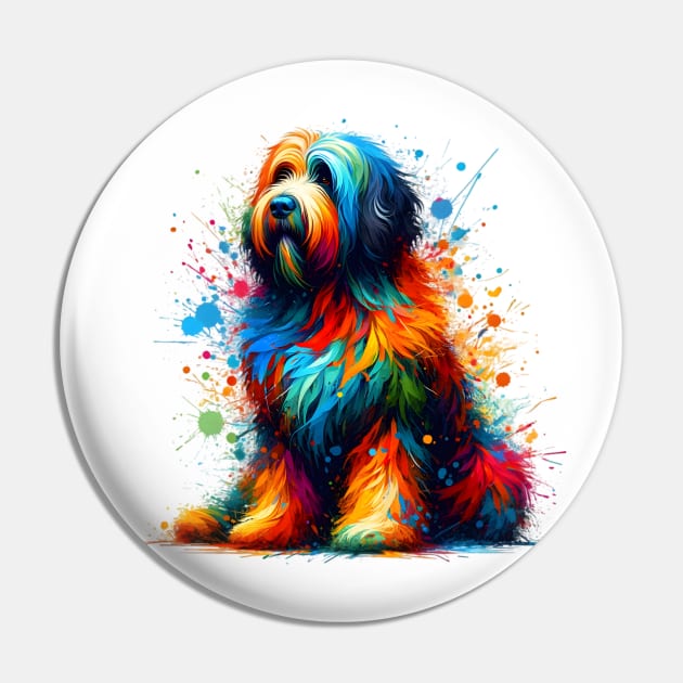 Abstract Bergamasco Sheepdog in Vivid Splash Colors Pin by ArtRUs