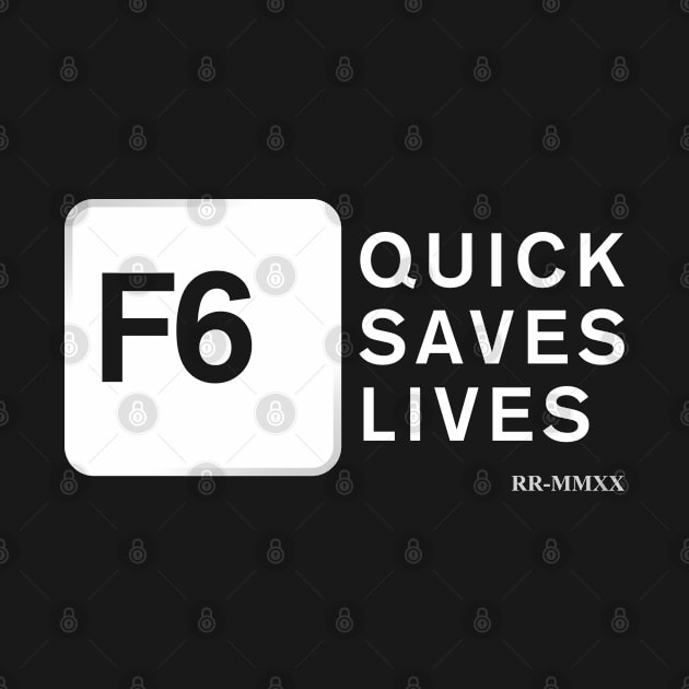 Official ROCKY ROCKHEAD Merch - F6 Quicksaves Lives (White) by Rockhead