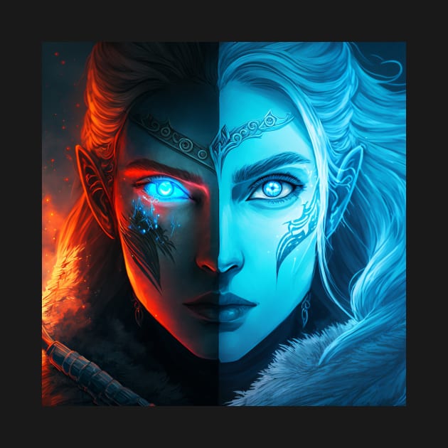 Viking Female Frost and Fire by AICreateWorlds