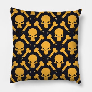 Yellow Skeleton Soldier Pattern Pillow