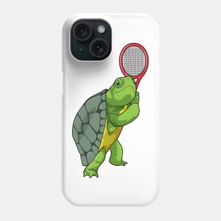 Turtle at Tennis with Tennis racket Phone Case