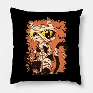 Mummy Black Cat- Spooky Halloween Cat Pillow