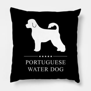 Portuguese Water Dog White Silhouette Pillow