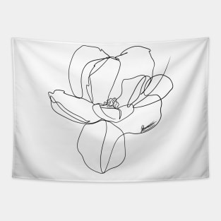 Flower Black Lineart Tapestry