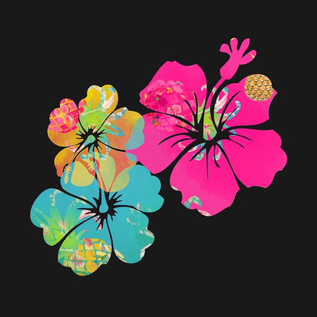 PixDezines Aloha Pink Hibiscus, Aqua+Yellow by PixDezines