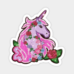 Sequin Unicorn Illustration Magnet