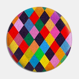 MARDI GRAS HARLEQUIN PATTERN Colorful Rhombi Pin