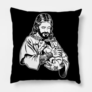 Atheist Jesus Loves Satan Baphomet goat Pillow