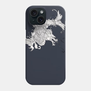 Asian Dragon in White and Black Phone Case