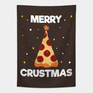 Merry Crustmas Pizza Christmas Tree Tapestry