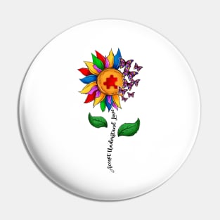 Accept Understand Love Flower Butterfly Autism Awareness Pin