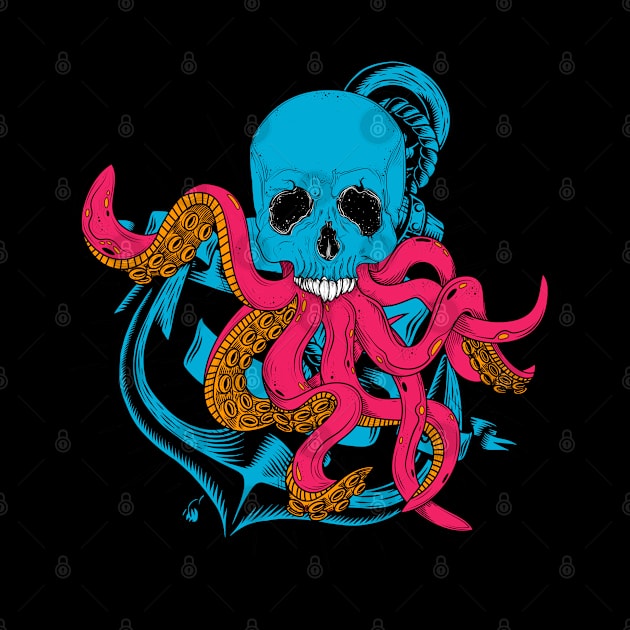 Skull Octopus Pirate by JeffDesign