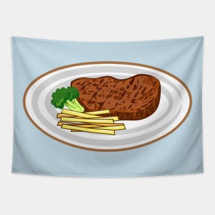 Steak cartoon illustration Tapestry