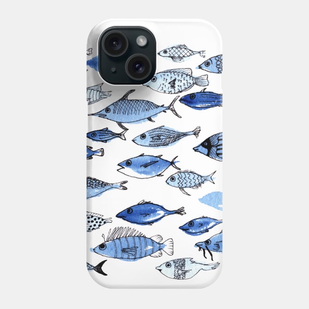 Aquarium blue fishes Phone Case by Aidi Riera