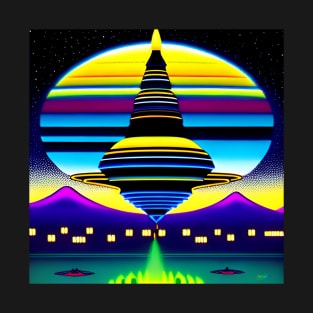 Aliens on Psilocybin – Trippy Retro UFO 147 T-Shirt