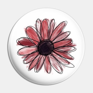 Ruby Watercolor Sunflower Pin