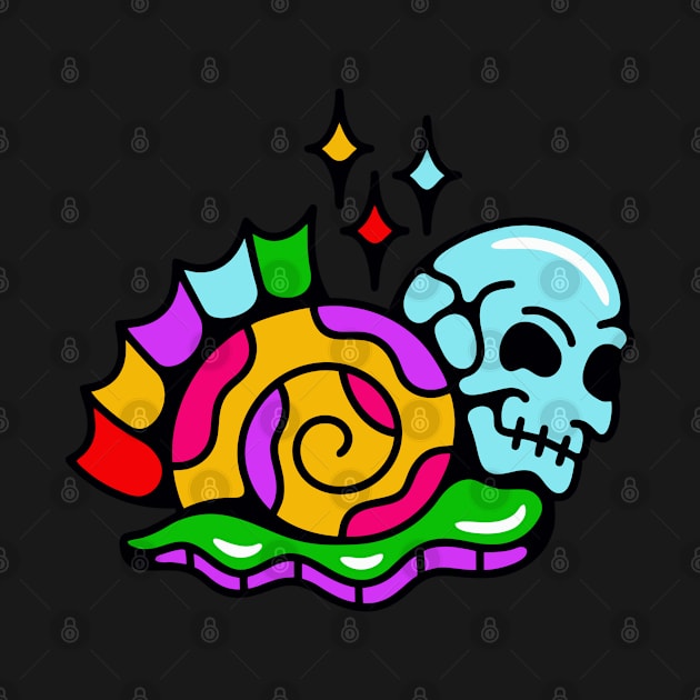 Snail skull rainbow by Bojes Art