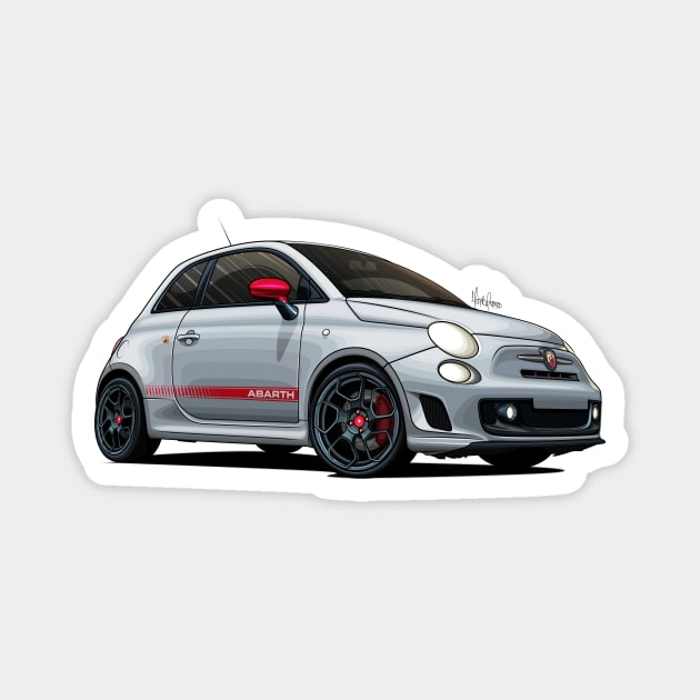 Abarth 595 Competizione White - Illustration Magnet by Mario Ramos Rally Art
