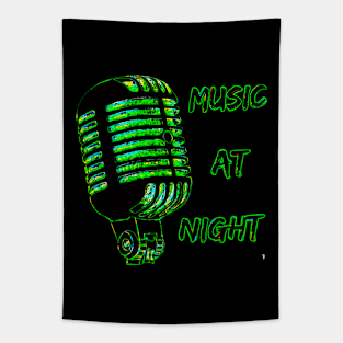 retro microphone , music by night. Tapestry