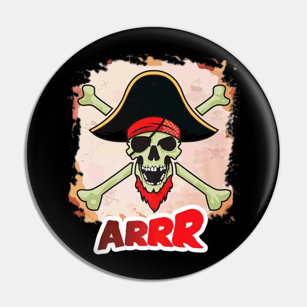 Arr Pirate Skull Skeleton Pin by SkullGrungeSHOP