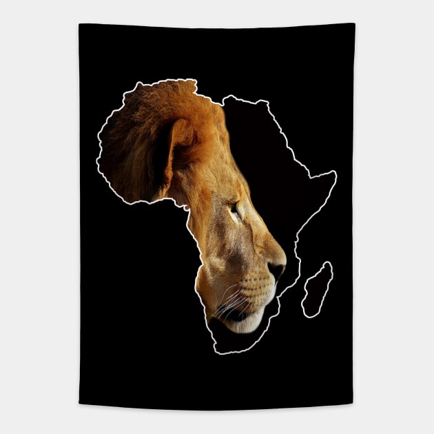 Africa Outline Lion Face Artwork Design Tapestry by SpaceManSpaceLand