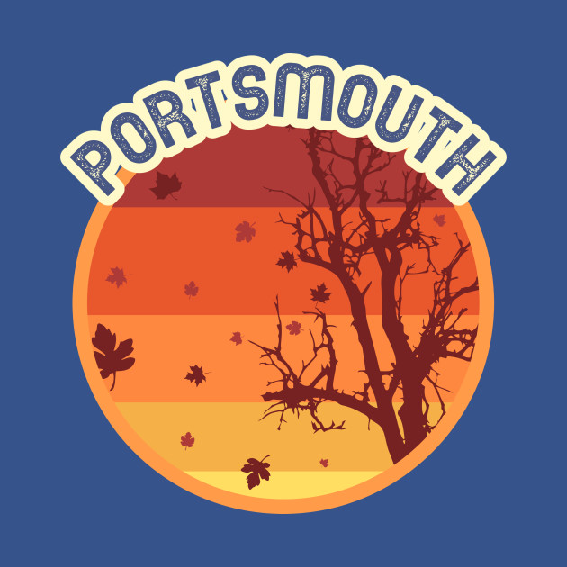 Discover Portsmouth England Leaves Falling Autumn and Fall Amber Autumn, Best gift for September October and November, leaf falling - Portsmouth - T-Shirt