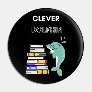 Funny dolphin in glasses reading books Pin