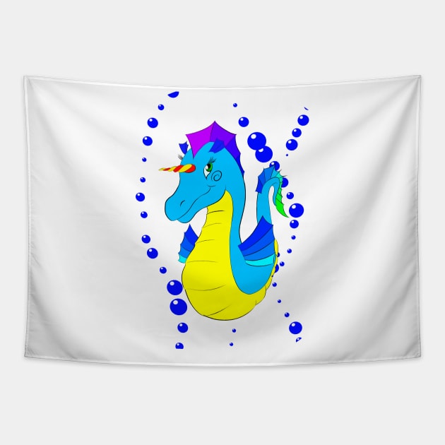 Sea horse unicorn. Mermaids love them :) Tapestry by Zimart