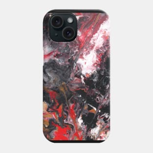 Planet Fall Abstract in Black White Red Gold Phone Case